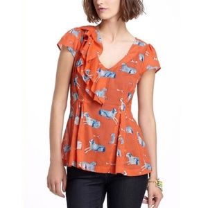 Anthropologie Meadow Rue Animal Kingdom dog blouse